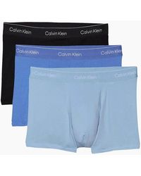 Calvin Klein - 3-Pack Icon Cotton Stretch 'Relaxed Dart' Boxer Trunks, /Glacier/Bluebell - Lyst