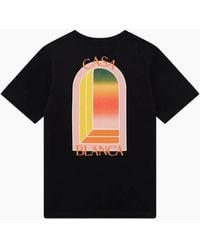 CASABLANCA - T Shirts Shorts Sleeve Crew Neck Gradient Arch Logo Cotton Tops - Lyst