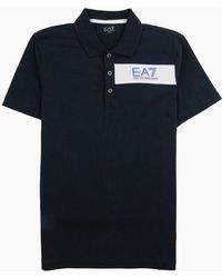 EA7 - Chest Stripe 7 Logo Polo Shirt Darkslate - Lyst