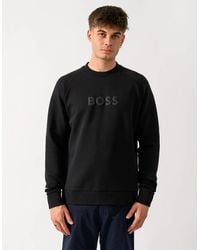 BOSS - Boss Salbo Crew Neck Sweatshirt With Tonal Logo - Lyst