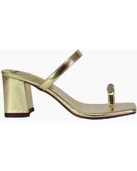 XY London - Ladies Daiquiri Diamante Double Strap Medium Block Heel Mule Sandals - Lyst