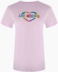 Love Moschino - Multi Colour Heart Logo T-Shirt - Lyst