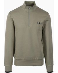 Fred Perry - Half Zip Sweatshirt Seagrass - Lyst