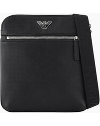 Emporio Armani - Asv Eagle Logo Leather Shoulder Bag - Lyst