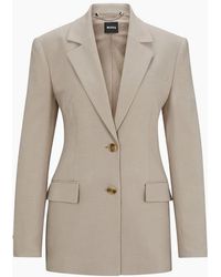 BOSS - Solid Patterned Lapel Collared Suit Jacket - Lyst