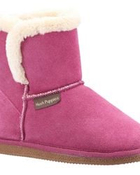 Hush Puppies - Ashleigh Suede And Faux Fur Rose Slippers - Lyst