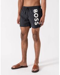 BOSS - Boss Octopus Quick-Dry Swim Shorts With Vertical Logo Print - Lyst