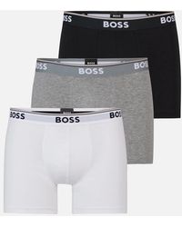 BOSS - Boss Power Three Pack Stretch Cotton Boxer Briefs With Logos Nos - Lyst