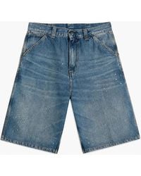 Carhartt - Denim Og Single Knee Short Destroy Wash Splatter - Lyst