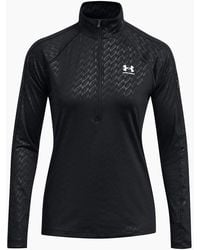 Under Armour - Embossed Zip Neck Long Sleeve Tech Athletic Top - Lyst