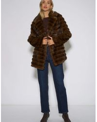 Gini London - Two Tone Faux Fur Longline Jacket - Lyst