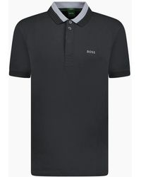 BOSS - Stretch-Cotton Polo Shirt With 3D-Stripe Collar - Lyst