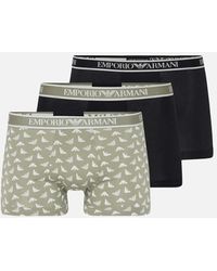 Emporio Armani - 3-Pack Stretch Cotton/Khaki/Monogram Boxer Trunks - Lyst