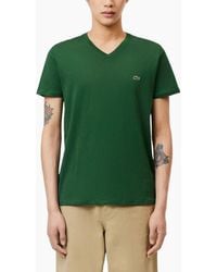 Lacoste - Th6710 V Neck T Shirt Pima Casual Short Sleeve Summer Cotton Tee - Lyst