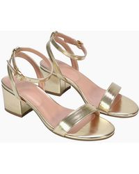 XY London - Ladies Gemma Metallic Strappy Low Block Heel Sandals - Lyst