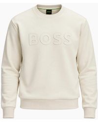 BOSS - Boss Salbo Tonal Logo Sweatshirt Open - Lyst