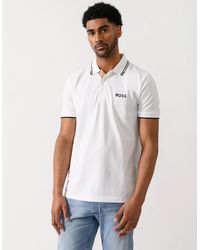BOSS - Boss Paddy Pro Cotton Blend Polo Shirt With Contrast Logos - Lyst