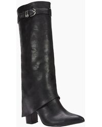 XY London - Ladies Aaliyah Folded Collar Zipped Knee-High Boots - Lyst