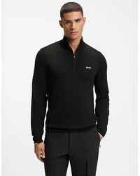 BOSS - Boss Ever-X Cotton Sweater With Quarter Zip - Lyst