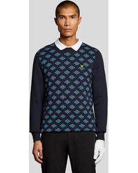 Lyle & Scott - Cotton Crew Neck Argyle Jumper - Lyst