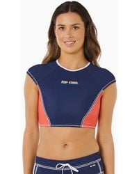Rip Curl - Rip Curl Surf Tide Crop Short Sleeve Rash Vest - Lyst