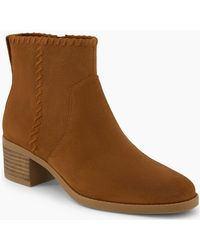 TOMS - Delilah Heeled Suede Tan Heeled Ankle Boots - Lyst