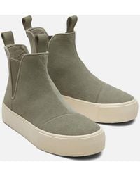 TOMS - Fenix Platform Leather Vetiver Flat Chelsea Boots - Lyst
