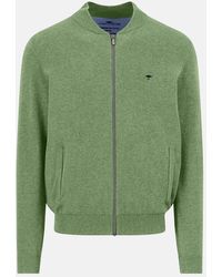 Fynch-Hatton - Fine Knit Zipped Cardigan Avocado - Lyst