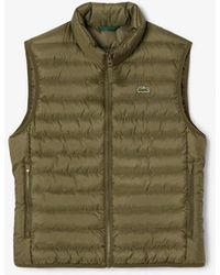 Lacoste - Solid Patterned Zipped Pocket Puffer Coat - Lyst