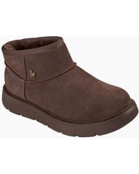 Skechers - Keepsakes Cozy Mini Leather Chocolate Winter Ankle Boots - Lyst