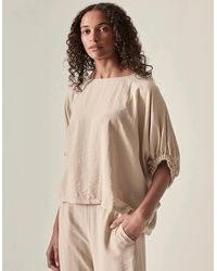 James Lakeland - Relaxed Gathered Sleeve Top – Oatmeal - Lyst