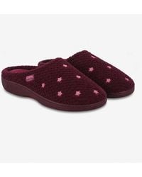 Totes - Isotoner Popcorn Terry Mule Slipper Mules Burgundy Star - Lyst