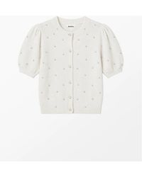 Ro&zo - Ivory Pearl Knit Cardigan With Wool And Alpaca - Lyst