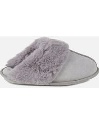 Totes - Isotoner Real Suede With Fur Cuff Mule Slippers - Lyst