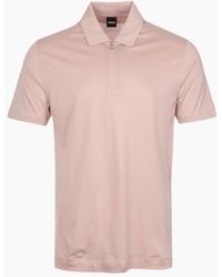 BOSS - H-Paras Mercerised Cotton Pastel Zip Polo Shirt - Lyst