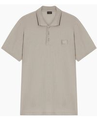 Emporio Armani - Textured Cotton Polo Shirt - Lyst