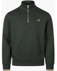 Fred Perry - Half Zip Sweatshirt Night/Dusky/Dark Caramel - Lyst