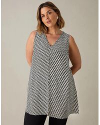 Live Unlimited London - Mono Stripe Split Front Tunic - Lyst