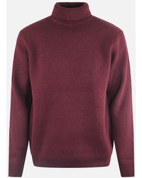 Fred Perry - Laurel Wreath Roll Neck Oxblood Burgundy Jumper - Lyst