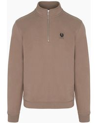 Belstaff - Patch Logo 1/4 Zip Sweatshirt Tan - Lyst