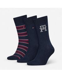 Tommy Hilfiger - 3 Pack Giftbox Monogram Stripe Crew Socks - Lyst