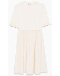 Moncler - Mid Length Dress Cream - Lyst