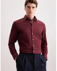 Seidensticker - Slim Fit New Kent Flannel Shirt Burgundy - Lyst