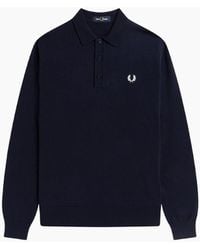 Fred Perry - Classic Knitted Long Sleeve Polo Shirt - Lyst