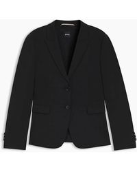 BOSS - Solid Patterned Lapel Collared Blazer - Lyst