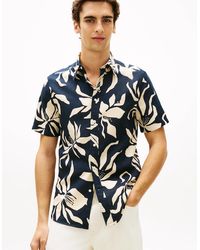 Tommy Hilfiger - Linen Blend Flower Print Short Sleeve Shirt - Lyst