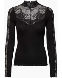 Rosemunde - Beatha Silk Long Sleeve Lace T Neck T Shirt - Lyst