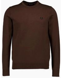 Fred Perry - Burnt Tobacco Classic Crewneck Jumper - Lyst