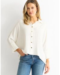 Gini London - Ivory Kimono Oversized Blouse - Lyst