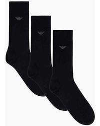 Emporio Armani - Cotton 3-Pack Eagle Logo Socks - Lyst